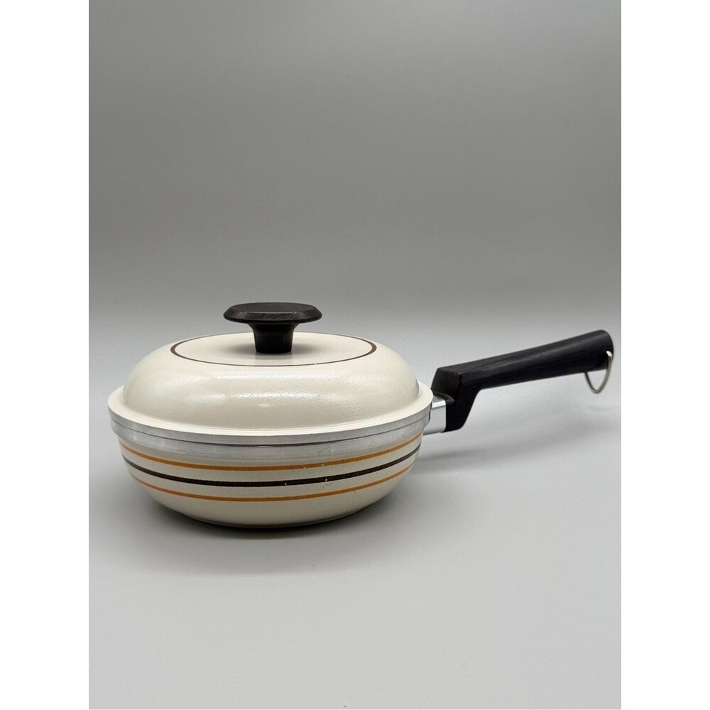 VTG 70s Regal Ware 7" Retro Striped Pan & Lid MCM Dopamine Decor Cookware RARE